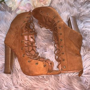 Lace up Open Toe Booties